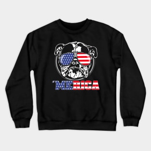 Merica English Bulldog American Flag sunglasses patriotic dog Crewneck Sweatshirt